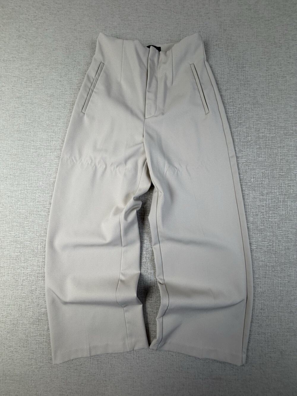 Zara Women’s Small US 4 Light Beige High Waist Wide Leg Trousers Pants